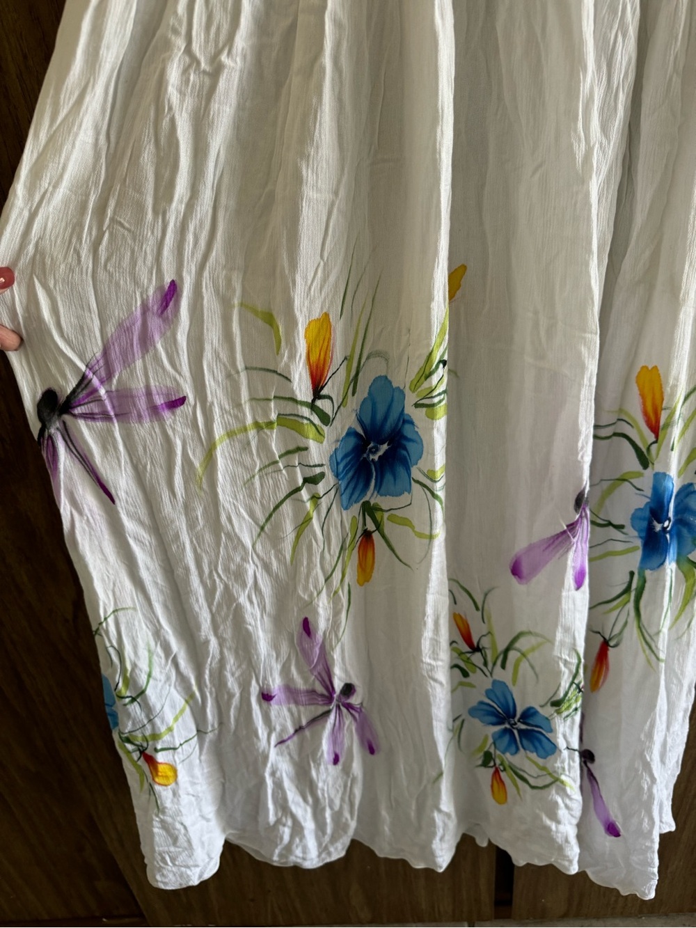 Lotus Traders White Floral V-Neck Maxi Dress 100% Rayon - Picture 6 of 6